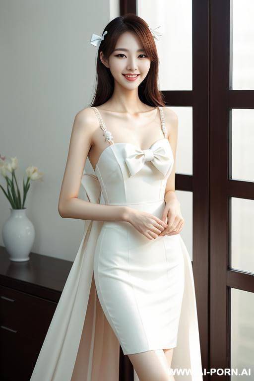realistic, korean, tall, slender, smiling, beautiful, bows, ribbon - #main