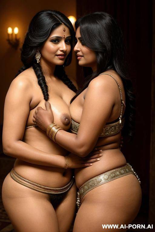 two pudgy ancient indian harem females are groping each other - #main