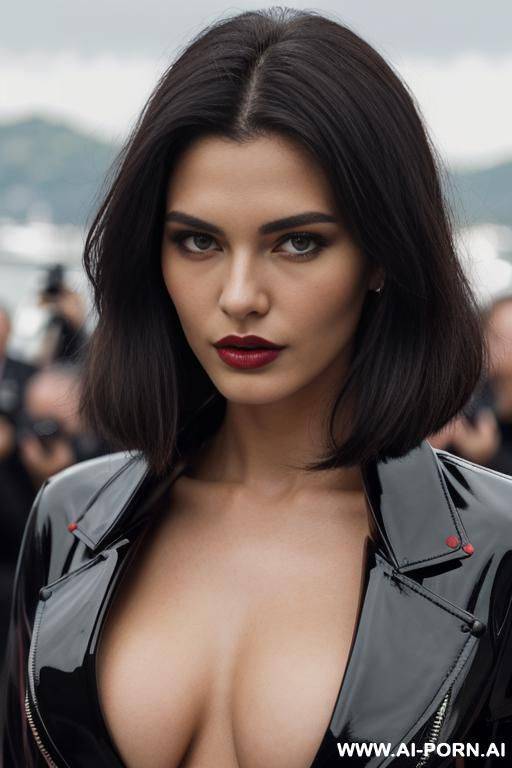 cleavage, red leather coat, model, supermodel - #main