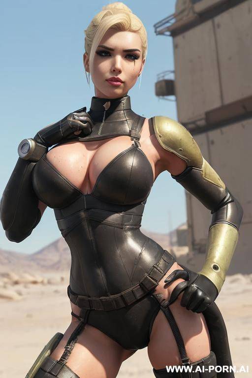 (((happy wasteland gi-joe in post apocalyptic world))), (((“kotobukiya” model cartoonish body dva-babe))), (((cartoonish-face))), (((glittery-anime-eyes_cartoonish-eye-contact))), (glittery-long-eyeliner, - #main