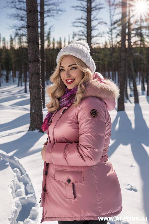 bitch, slut, gigantic puffer jacket, satin, silk, colorful, extremely massive body, graphic clothes, extremely white skin, extremely huge eyes, happy - #main