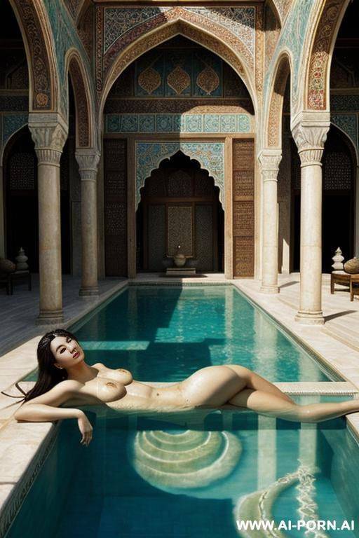 the pool in the harem” — is a famous painting by jean , depicting a peaceful and elegant eastern interior. in the scene, a clear marble pool reflects soft light, creating a calm and - #main