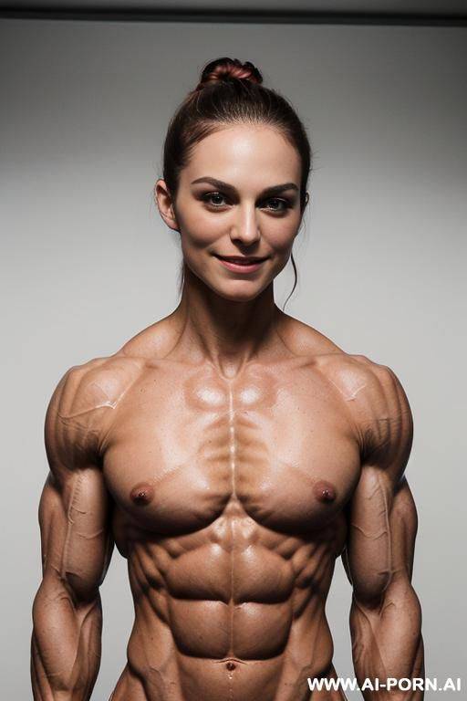 ((white background)), (naked), (nude), ((very slender most muscular british fbb woman actress k. knightley only)), ((((nude sinewy slender beautiful pretty smiling british fbb muscle woman actress k. - #main