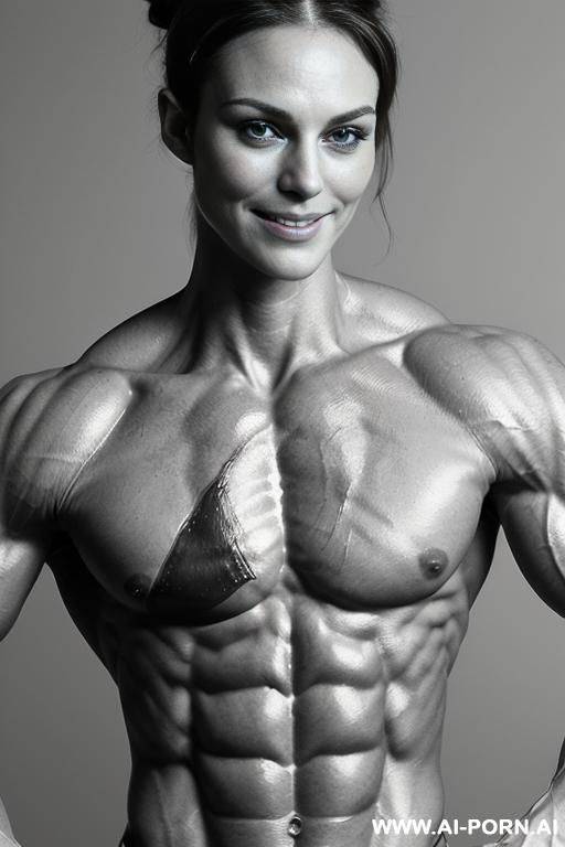 (((color photo with gray background))), (naked), (nude), ((very slender most muscular british fbb woman actress k. knightley only)), ((((nude sinewy slender beautiful pretty smiling british fbb muscle - #main