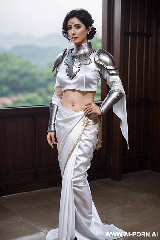 bandhani satin saree with ghoongat and boobs out - #main