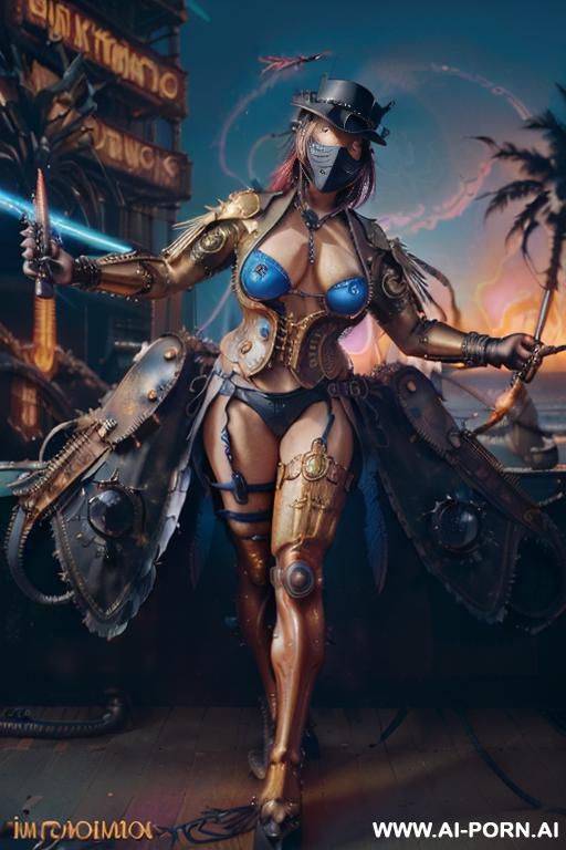 ((((masterpiece)))), (((woman flying))), (glowing red eyes), (long blue purple and white hair with a flower), ((crop top white collar with red tie)), ((((flaming angel wing)))), ((navy formal )), - #main