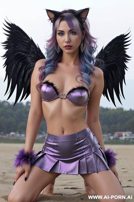 face, ((sexy)), beautiful, ((cat position)), ((random real actrice movies)), ((belly)), ((glossy metalic pink)), ((slick blue purple wet hair)), ((split hair color in 2)), ((percing nose)), ((2 women)), - #main