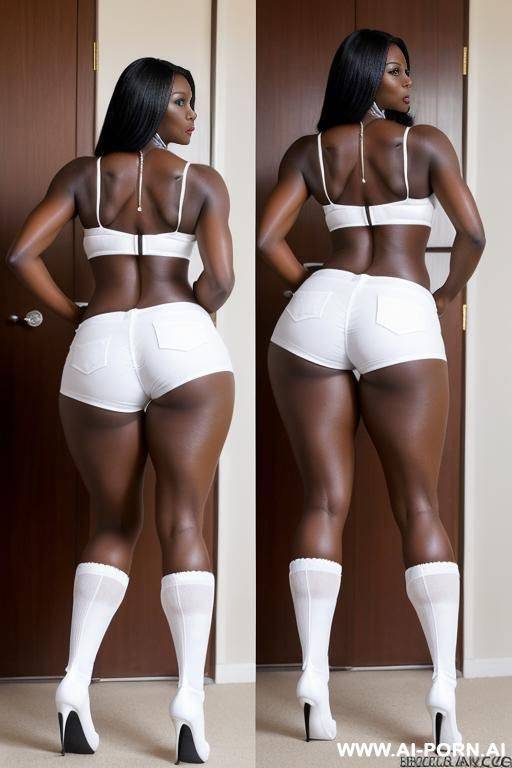 (african tall milf) (very dark skin) (tight white shorts) (hot abs) (huge boobs) ( very high heels) (white socks) (hot ass) - #main