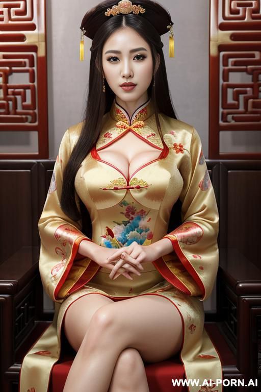 ((empress of china)), ((chinese royal traditional dress)), ((sitting in royal thornes)), ((lewd)) - #main