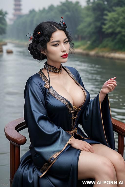 ((empress of china)), ((full traditional robe)), ((river)), ((in river)), ((full lips)), ((ahegao)), - #main