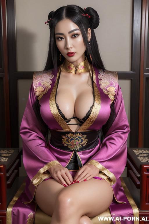 ((empress of china)), ((chinese royal robes and royal lingerie)), ((full lips)), ((on thornes)), ((on harem)) - #main