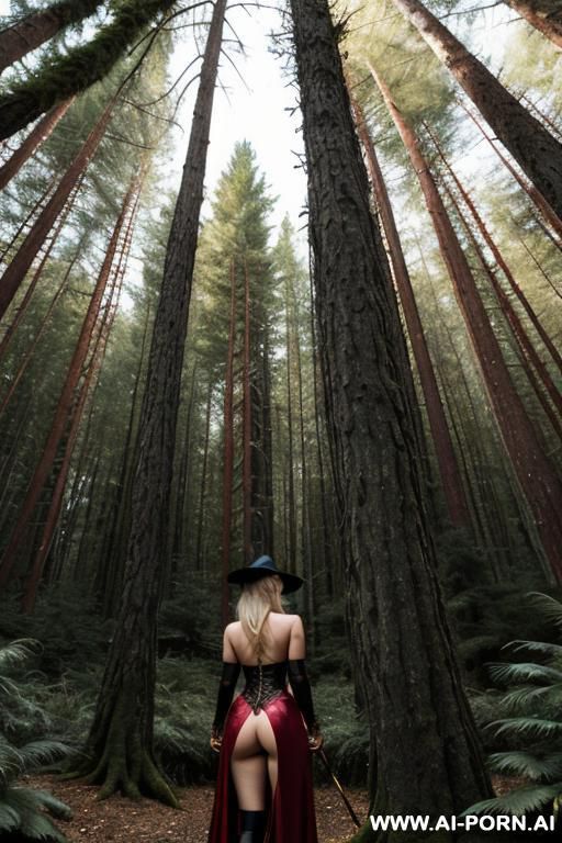 sexy witch with red skin in a haunted forest - #main
