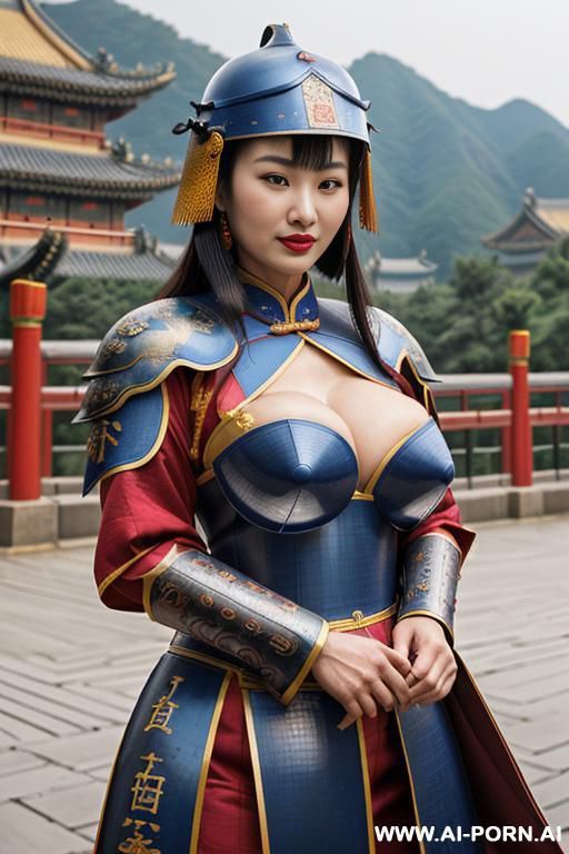 ((chinese armor)), ((chinese medieval)), ((chinese helmet armor)), ((steel)), (( blue)), ((full lips)), ((smart)), ((firm face)), ((chinese palace background)), - #main