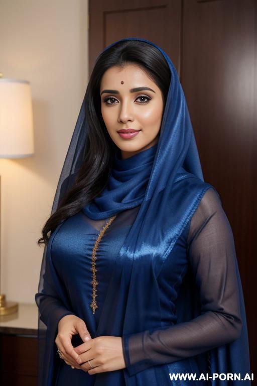 ((middle eastern)), (asin), ((shiny royal blue dupatta )), (pretty face), (detailed face), (soft slutty smile), (perfect), (natural lighting), ((highly detailed photo)) - #main