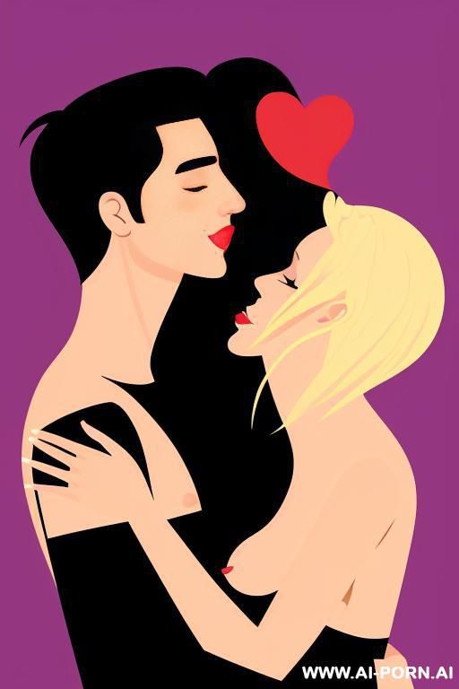 create a vector-style illustration of a woman kissing the cock of a tall man. she is full naked. - #main
