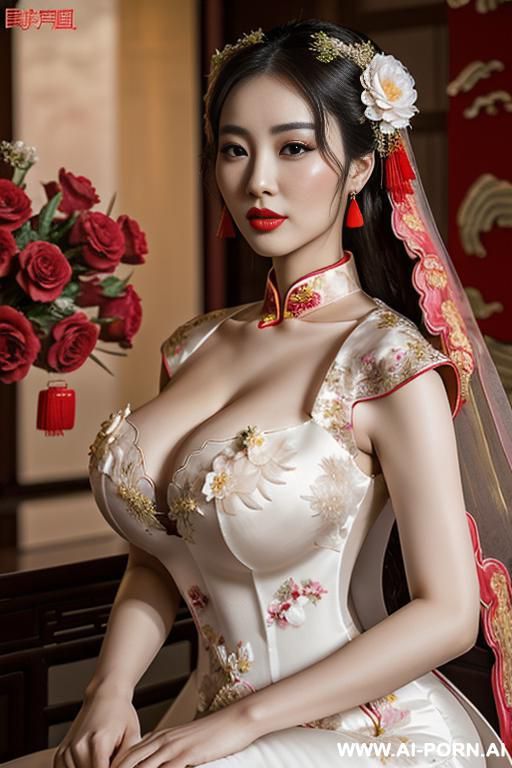 ((chinese woman)), ((chinese wedding dresses)), ((full lips)), ((flower)) - #main
