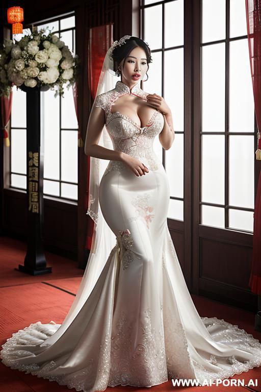 ((chinese woman)), ((chinese wedding dresses)), ((full lips)), ((flower)), ((face drenched in liters of milk)), ((chinese bride)), ((chinese bride dress)), ((wedding arch)) - #main