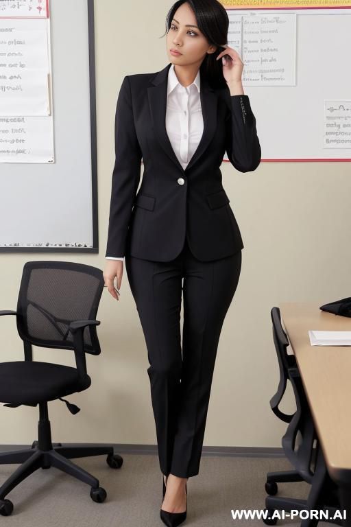 sara jay, mature woman, office setting, suitpants, busty, round ass, adjusting hair, bobcat, heels, taking notes - #main