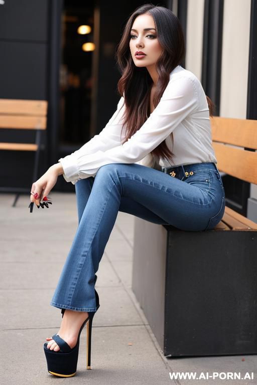 flare jeans, platform high heels - #main