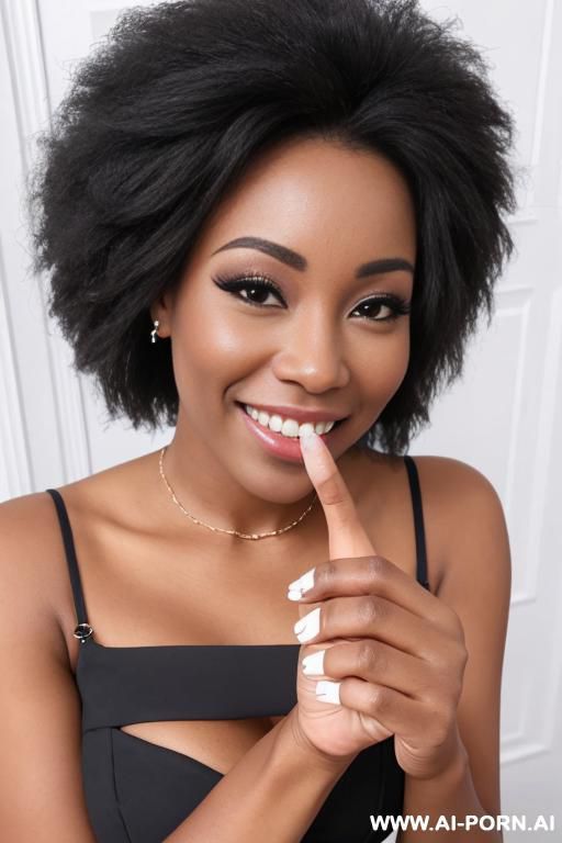 black woman holding her pinky finger with another hand - #main