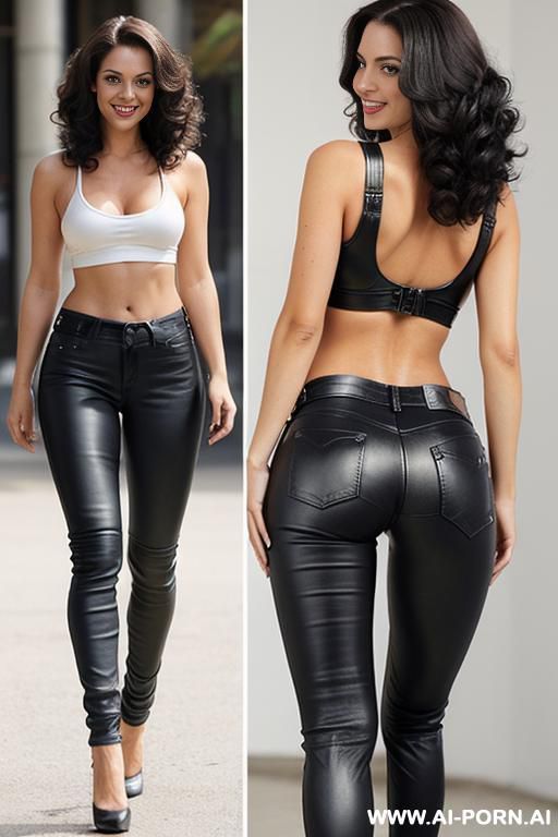 low rise back dimples (((black leather jeans))) round ass sexy perfect ass - #main