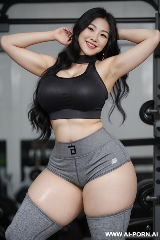 (chinese), (20-years-old), (pear body shape), (normal woman), (black eyes), (black hair), (wavy hair), (((huge thighs), (massive thighs), (gigantic thighs))), (show belly button), (show whole stomach), - #main