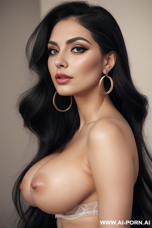 mesmerized, big eyes, extremely pretty, long eyelashes, full lips, button nose, flowing hair, hoop earrings, round boobs, tight waist - #main