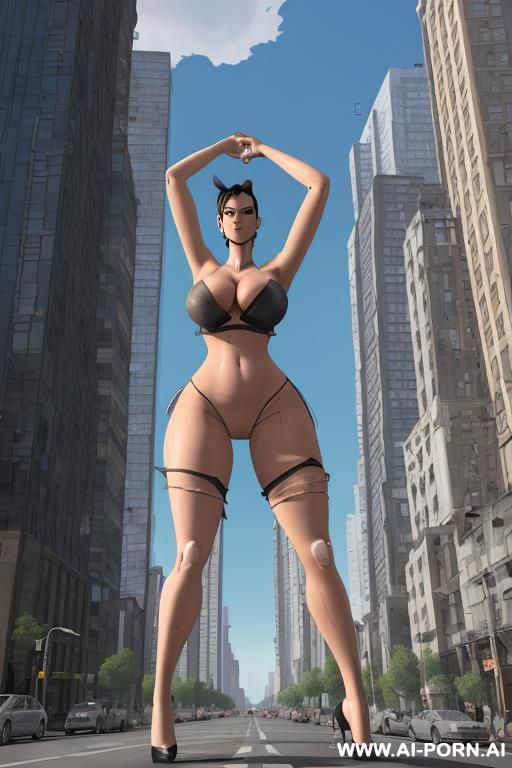 full body view. extremely slender tall growing giantess bursting through her ripped to shreds shrunken clothes that are too tight. bulging out of clothes that are too tight, shrunken and in - #main
