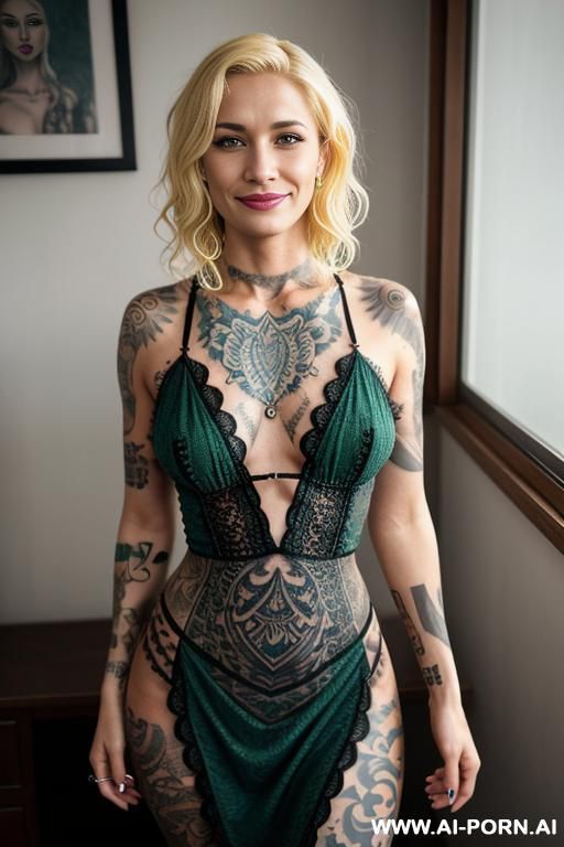 multiple tattoes, long hair, beautiful dress - #main