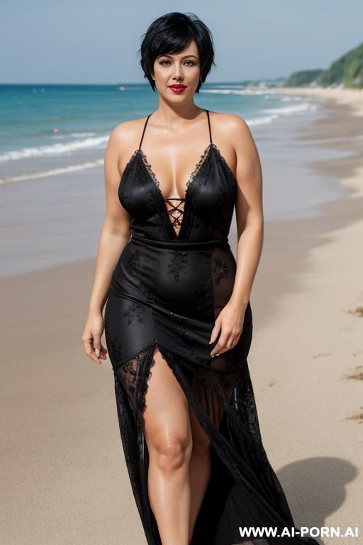 extremely short black hair, voluptuous lips - #main