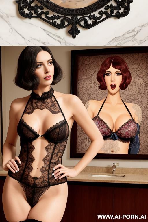 "a collage shows a naked, embarrassed woman in a classroom, surrounded by laughing s and a teacher, with some in the background rubbing their penises." - #main
