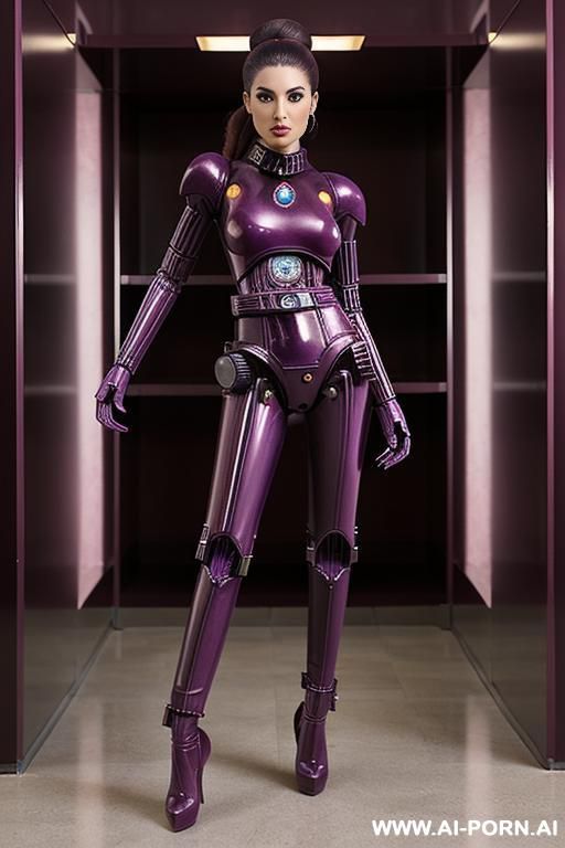 latex micro dress, puff sleeves, front zipper - #main