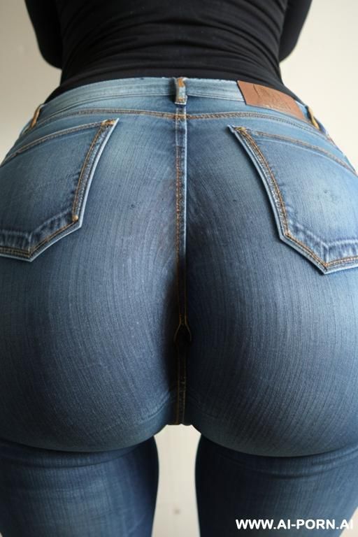((arabic mu lady)) wearing jeans bending over, gigantic ass, bottom view, wet spot on jeans, wearing b. full view from behind.. wet spot, sweating - #main