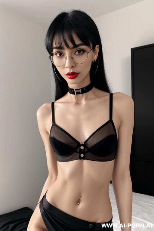 fit, t h i n waist, fit waist, s m a l l waist, s m a l l waist, t i n y waist, m i n i waist, slender, very wide hips, in bed room, wearing black thong, belly button - #main