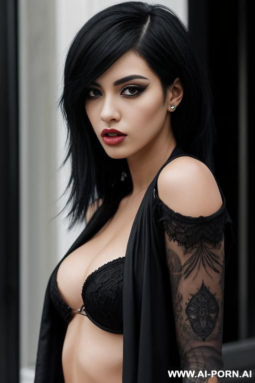 beautiful black haired women with a slighty emo yet attitude and style. - #main