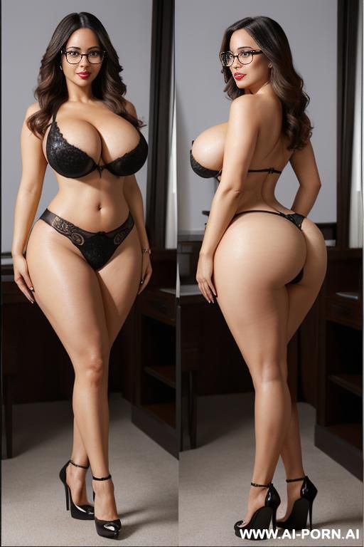 (hot boss woman) (high heels) (huge boobs) (glasses) (big ass) (big hips) (beautiful face) (heavy makeup) (detailed face) - #main