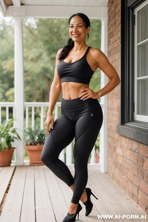 (black yoga pants) (front porch) (pumps) - #main