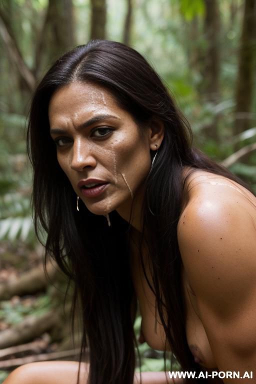 full face, full angry face, topless, native american dress, tribe tatoo, show hairy pussy, cumshot on tits - #main