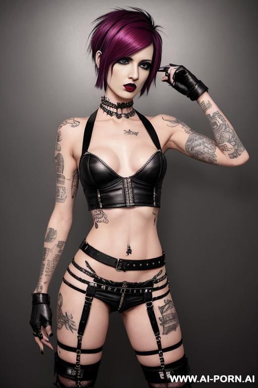 completly naked, bad woman, punk woman, serious, vi from arcane serie - #main