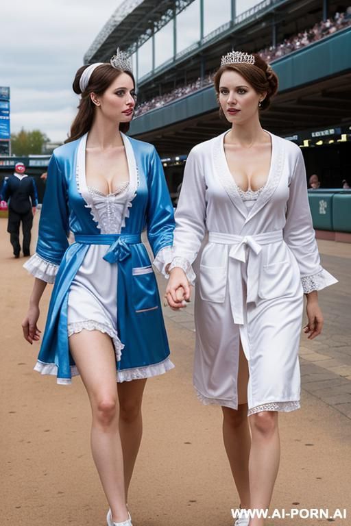 two womans walking in the street, complete nude - #main