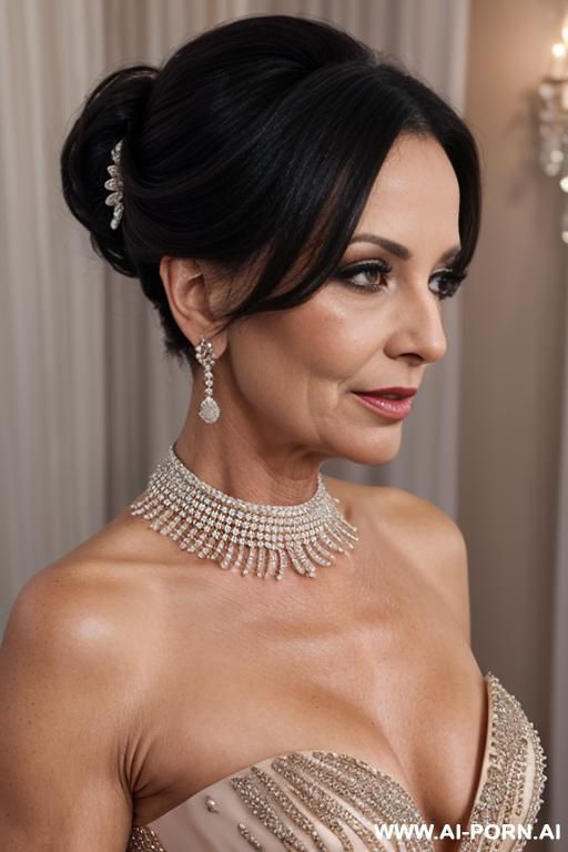 mature classy posh woman in evening dress cleavage diamond ellery nipslip - #main