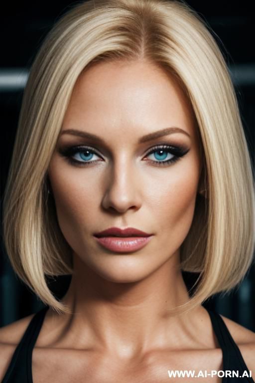 blonde, russisch, muskulös, gym bob haarschnitt, lange nase, modelgesicht, breiter rücken, - #main