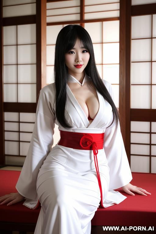 a sexy sant play with big sextoy, white and red traditional dress, temple - #main
