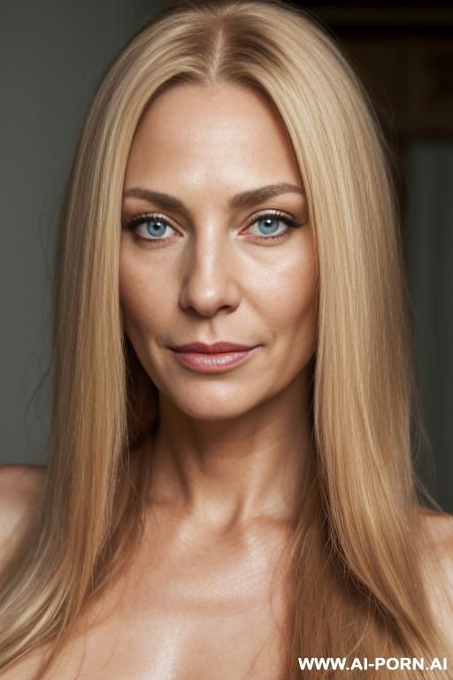 blonde, beautiful long hair, healthy hair, old face , croatian, full body, no fat, old facial wrinkles, big brown eyes, naked, full body tatoos, symetric face, full body - #main