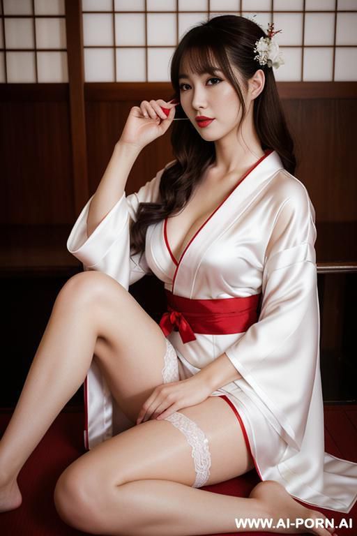 white and red kimono, wedding - #main