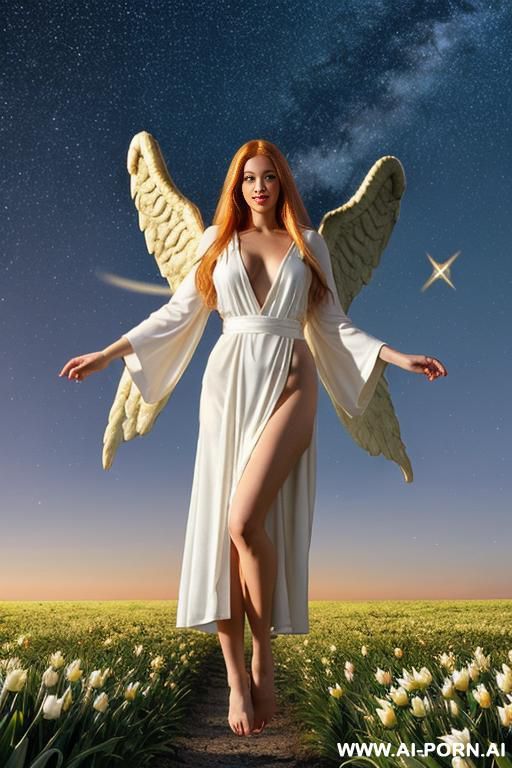sexy legs naked ginger blonde busty straight hair flying in the air dusk - #main