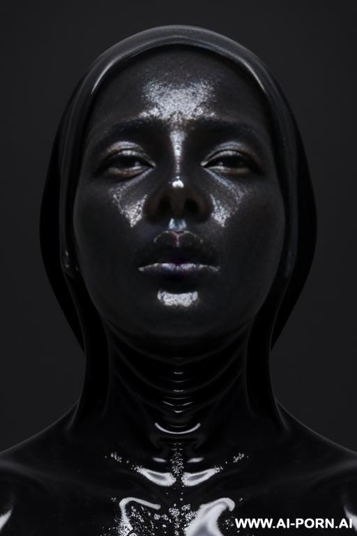 black goo, goo, goop, black goop, portuguese woman covered head to toe in goo, covered in goop, covered in black goo, covered in black goop, black goo over lips, black goo in mouth, black goo in nose, black goo on eyes - #main