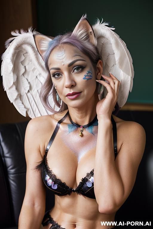 face, sexy, beautiful, ((face painting)), ((body painting)), ((bikini as seashell)), ((roses)), ((eyes shw)), ((angel wings)), ((rainbow hair)), ((glitter)), ((long bu hair)), ((heterochromia eyes)), ((wind)), - #main