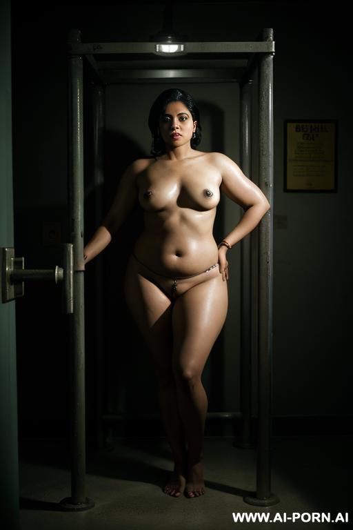roughly sketched with pencil, gorgeous telugu woman, fully naked, curvy belly perfectly meeting wide round waist, no flabs, round face, big eyes, natural eyebrow, dark skin, well toned body, dark tank lines, standing in corner, sexy pose, dark background, - #main