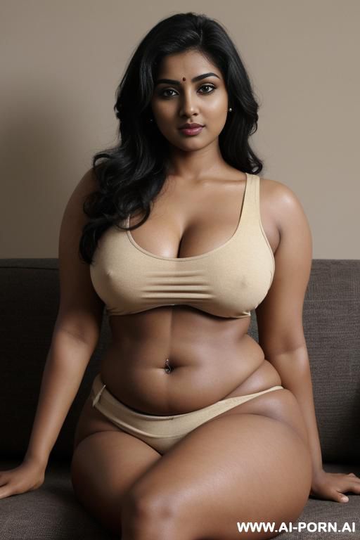 roughly sketched with pencil, gorgeous telugu woman, fully naked, curvy belly, saggy round waist, no flabs, round face, big eyes, natural eyebrow, dark skin, well toned body, dark tank lines, sitting on couch, dark background, - #main